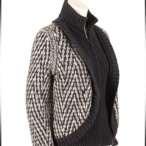 Chanel Black White Knit Zip-up Cardigan Sweater Size 42